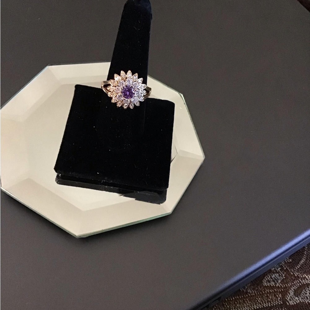 Beautiful Amethyst color flower cocktail ring